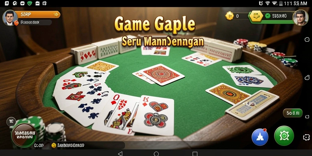Tampilan gameplay seru dalam game Gaple 55RP yang mendebarkan.
