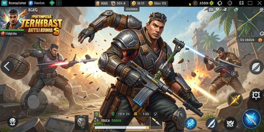 Gameplay mendebarkan dalam pertempuran Battle Royale.
