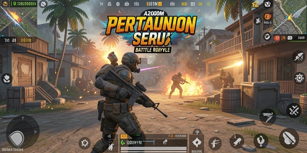 Screenshot A200M menampilkan aksi menegangkan di arena Battle Royale.