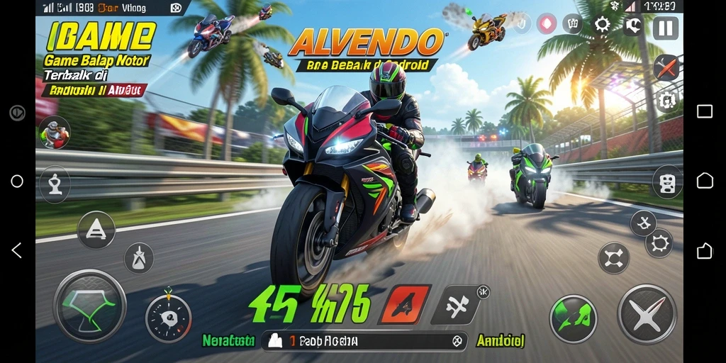 Gameplay seru balapan motor di ALVENDO yang mendebarkan.