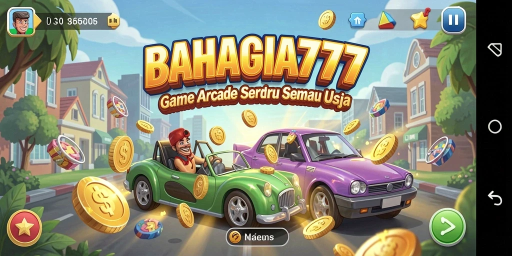 Tangkapan layar BAHAGIA777 menunjukkan aksi seru dalam permainan arcade.