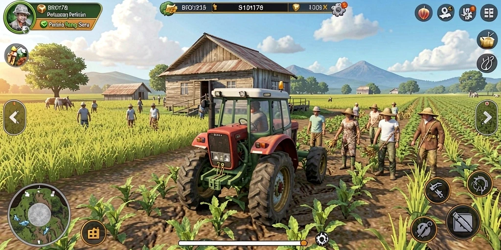 Screenshot BRO178 menampilkan keseruan bermain dan bertani.