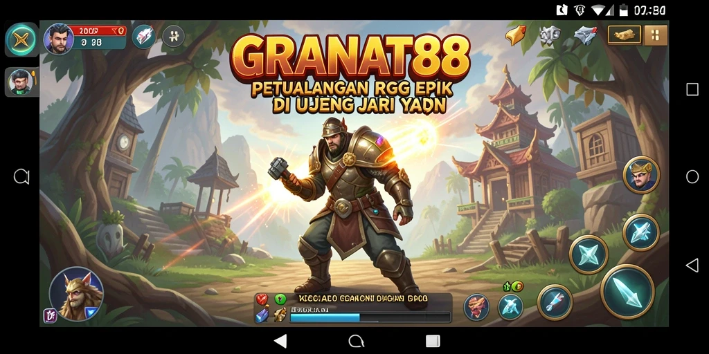Tangkapan layar utama gameplay GRANAT88 dengan aksi petualangan RPG yang seru.