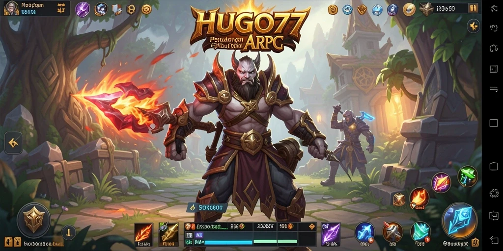 Tampilan gameplay HUGO77 yang menampilkan aksi pertarungan yang mendebarkan.