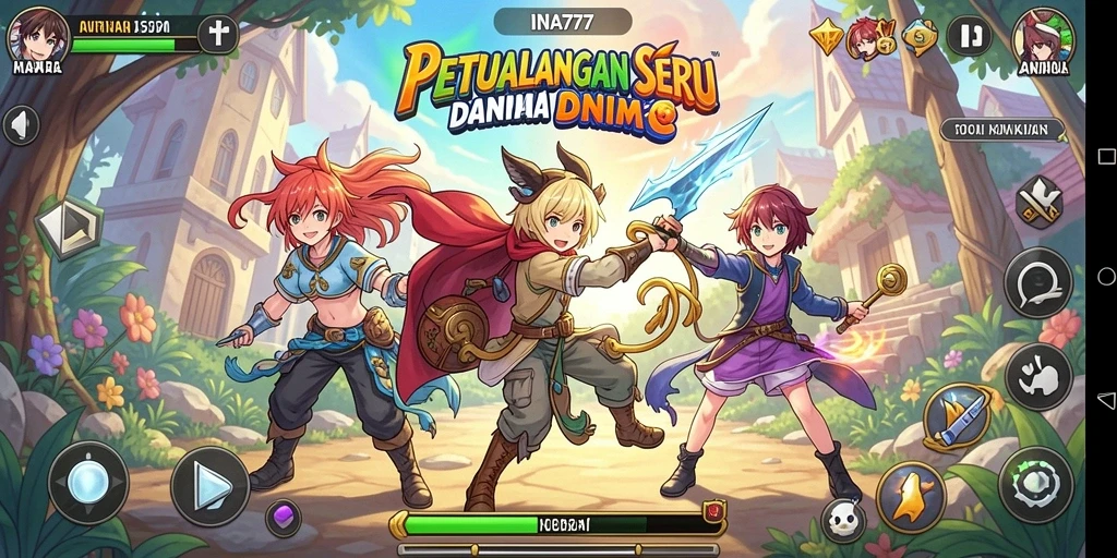 Tampilan gameplay seru dari INA777 yang penuh dengan karakter Anime.