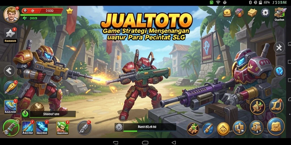 Screenshot utama JUALTOTO menampilkan benteng megah dalam gameplay SLG.