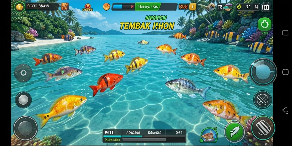 Tampilan gameplay PG11 yang menarik dan seru saat berburu ikan.