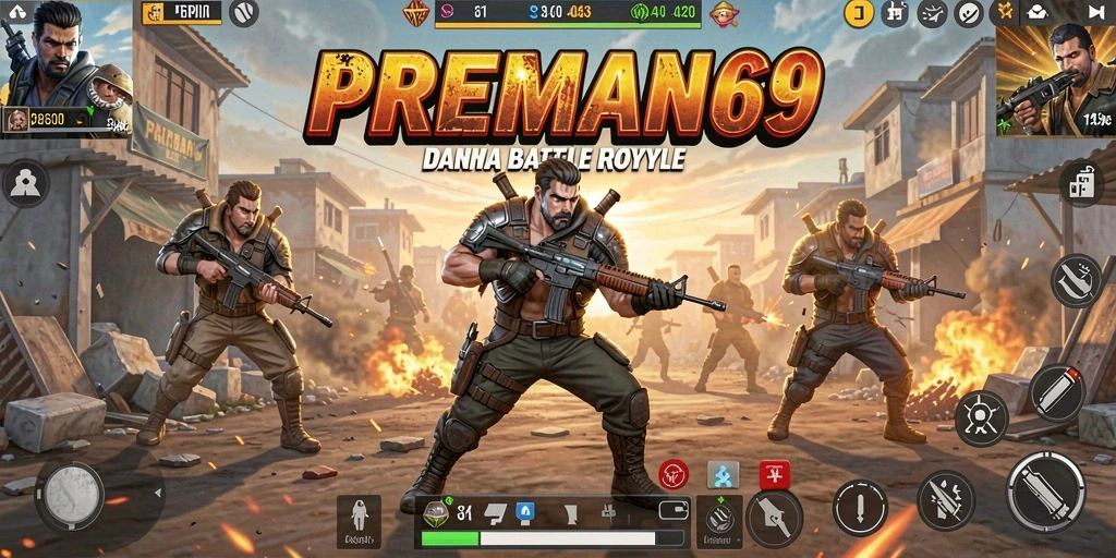 Tampilan gameplay PREMAN69 yang penuh aksi dan strategi Battle Royale.