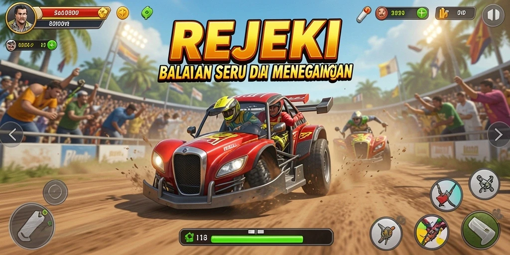 Tangkapan layar gameplay balapan di REJEKI yang menarik.