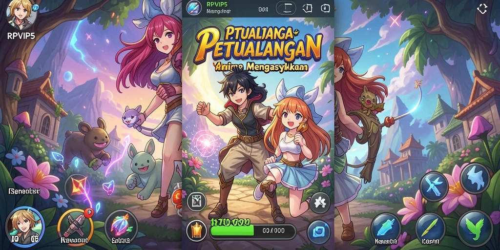 Tangkapan layar gameplay RPVIP5 dengan karakter Anime yang menarik.