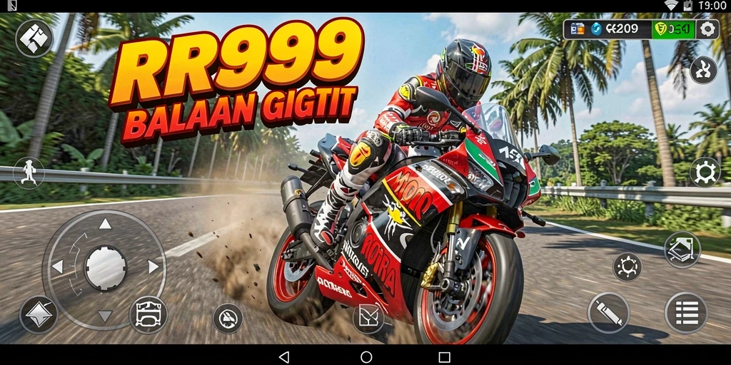 Gameplay RR999 menampilkan balapan motor yang seru dan mendebarkan.