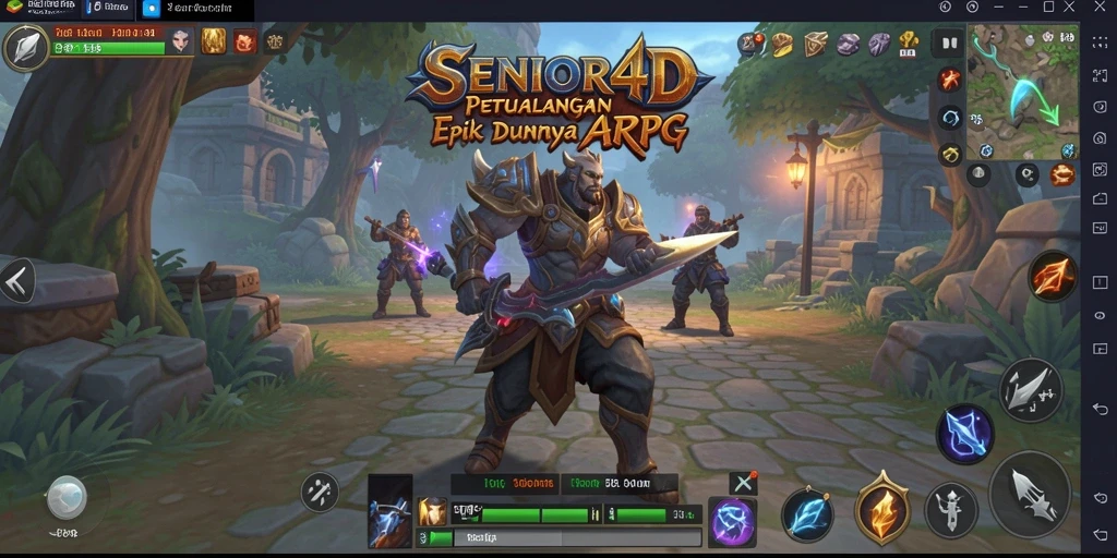 Tampilan gameplay mendebarkan dari SENIOR4D dengan aksi ARPG yang cepat.