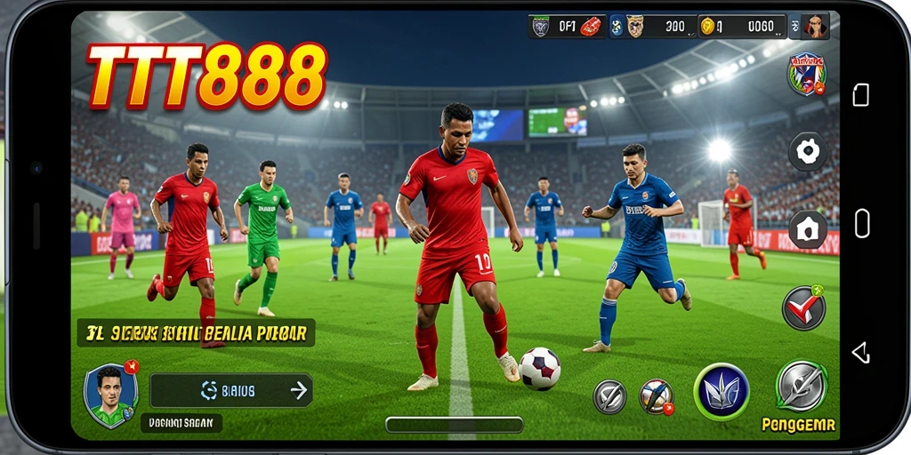 Tampilan gameplay seru dalam permainan sepak bola TTT888.