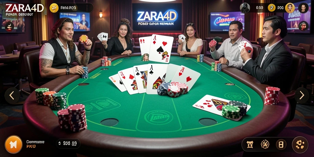 Tangkapan layar gameplay ZARA4D yang menampilkan permainan Poker yang mendebarkan.